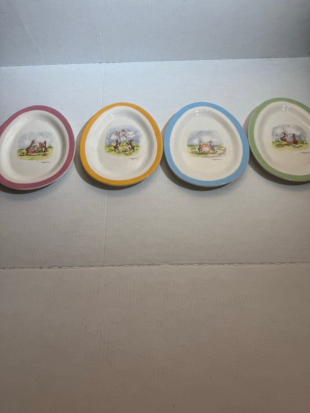 Williams Sonoma egg shaped Easter plates